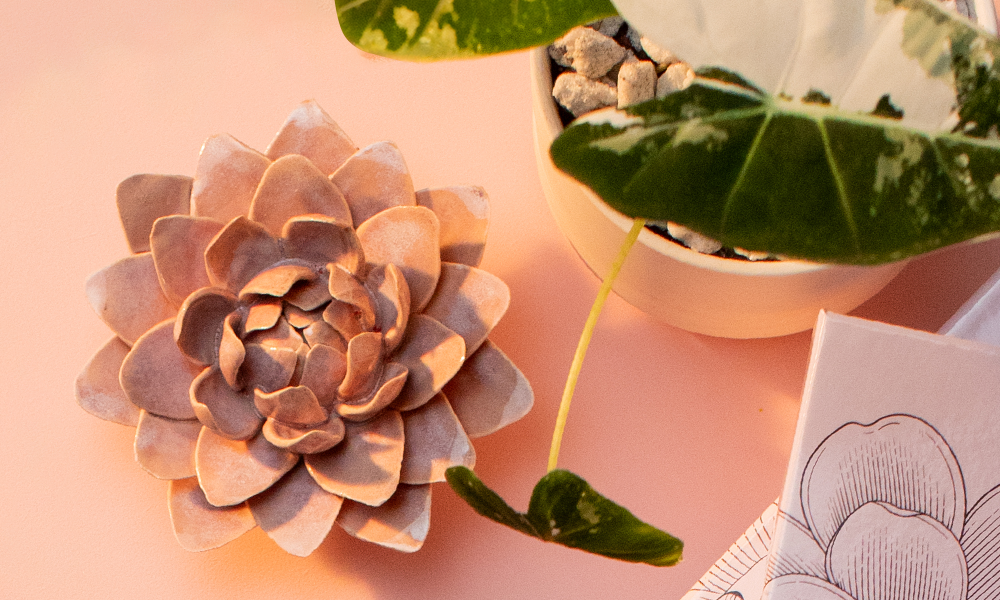 Chive ceramic water lily July birth flower as low maintenance flower decor, no water required, summer flower wall art handmade