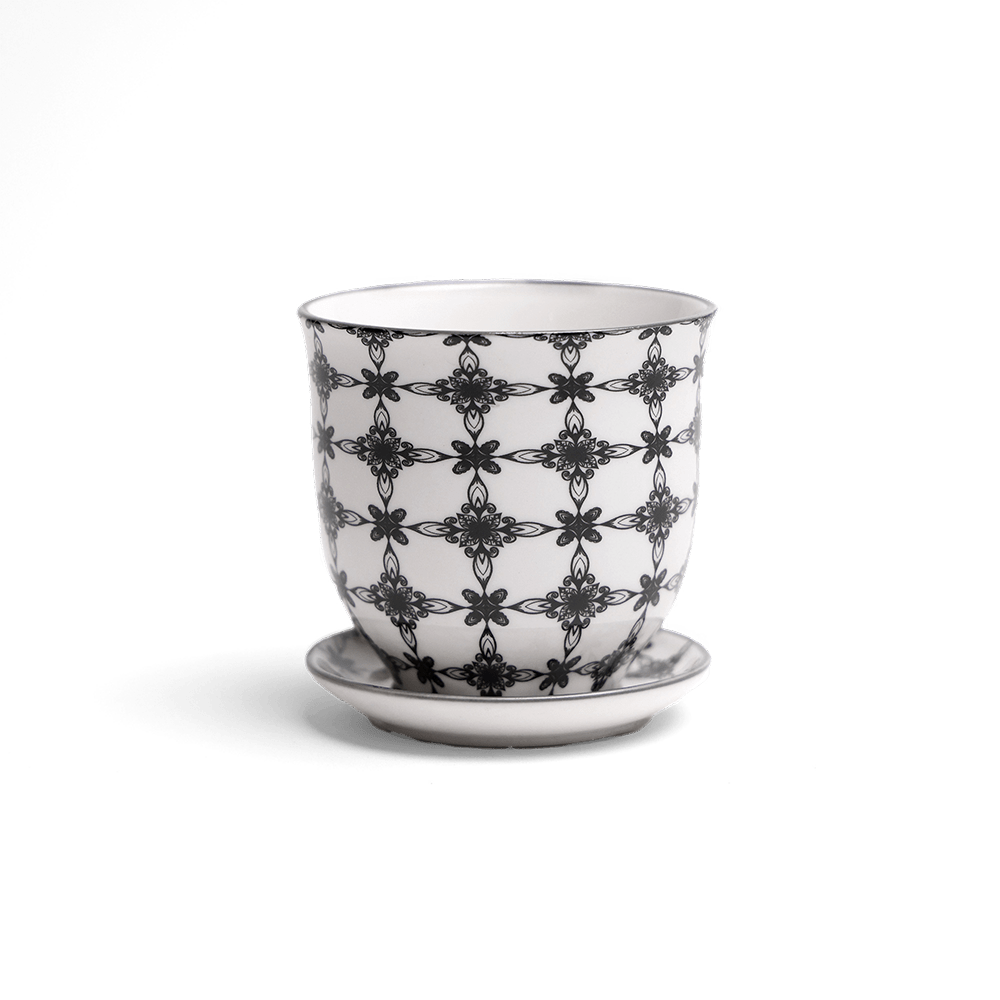 Liberte Porcelain Pot And Saucer Set With Drainage - Chive Ceramics Studio - Pots - Chive Ceramics Studio