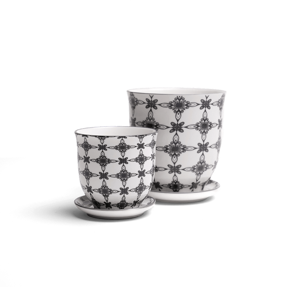 Liberte Porcelain Pot And Saucer Set With Drainage - Chive Ceramics Studio - Pots - Chive Ceramics Studio