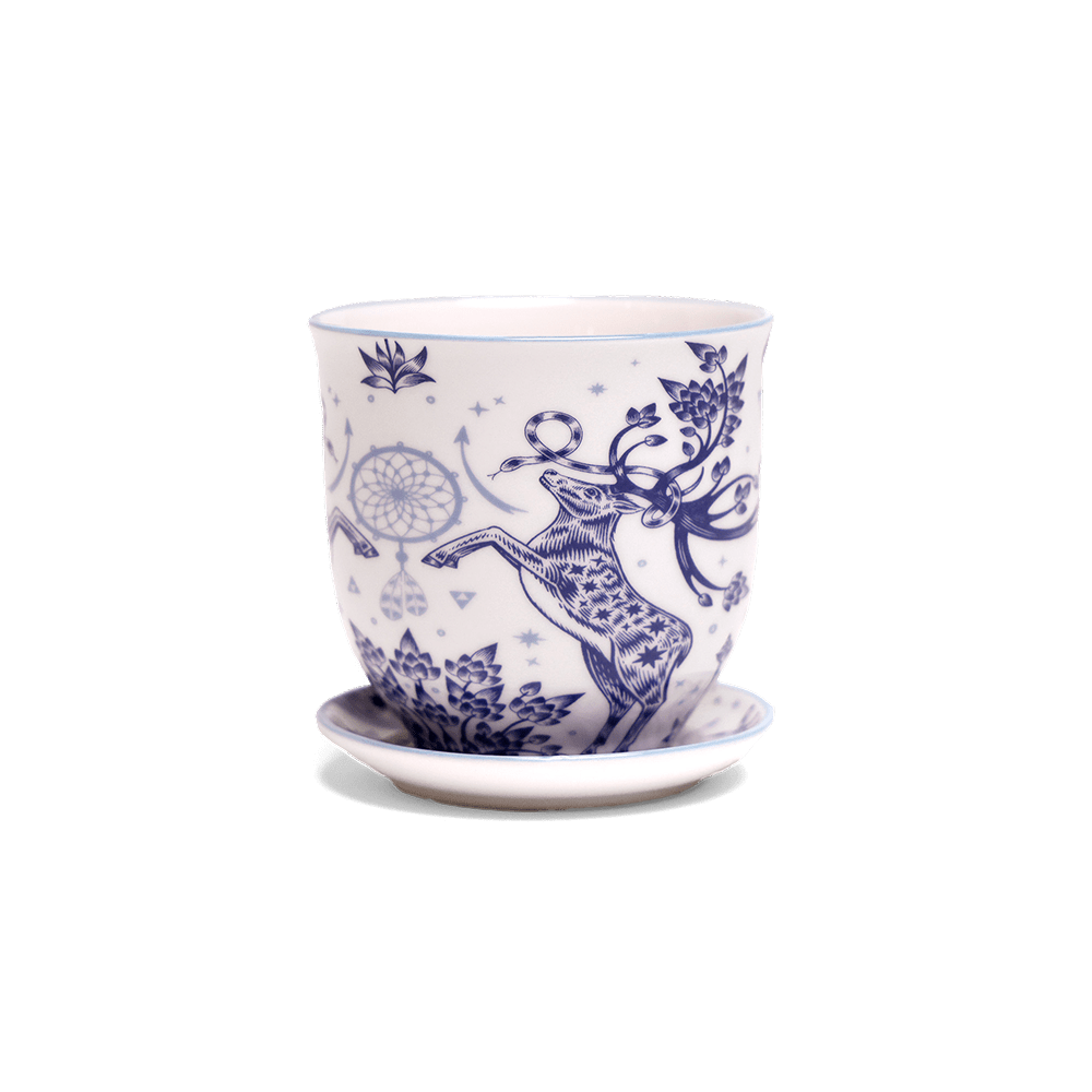 Liberte 5 Porcelain Pot And Saucer With Drainage - Chive Ceramics Studio - Pots - Chive Ceramics Studio