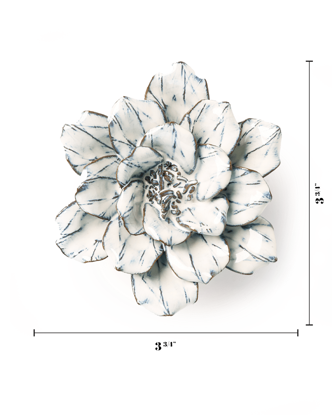 Blue White Cosmos ceramic wall flower — Coastal Collection — handmade by Chive Studio Toronto