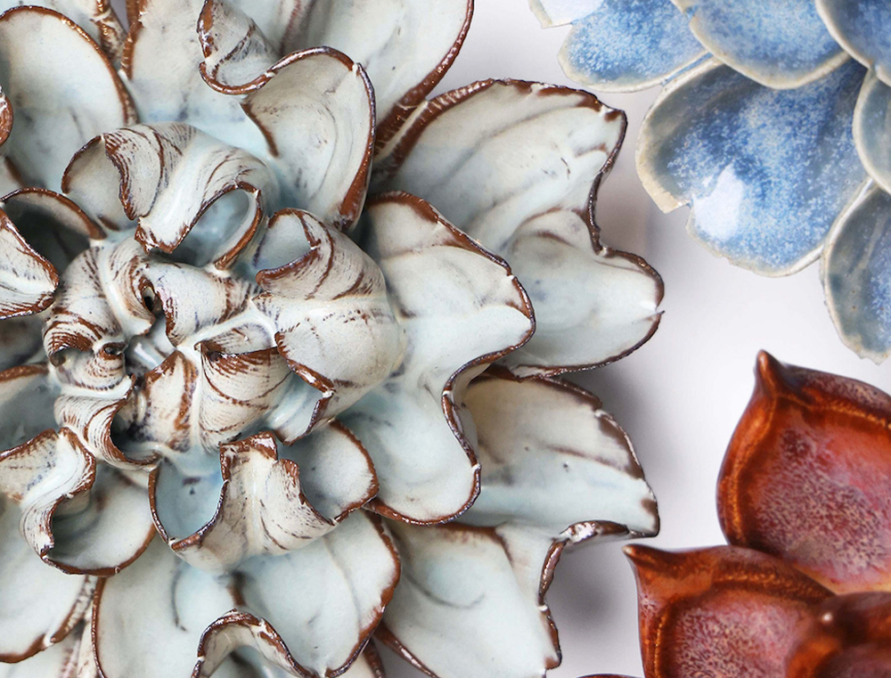 Metallic Frikartii Aster Ceramic Wall Flower | Japan | Chive Metallic Frikartii Aster Ceramic Wall Flower | Japan | Chive