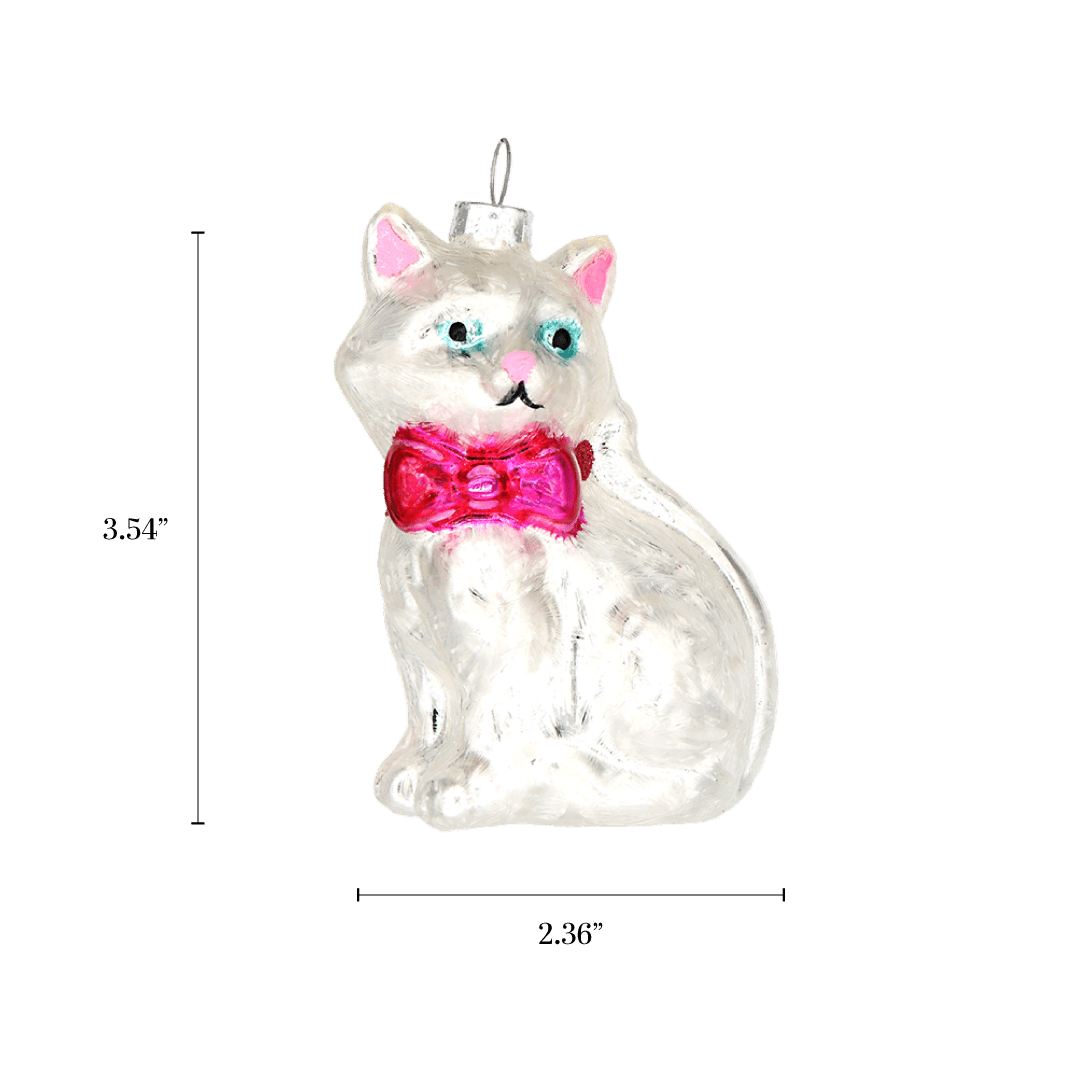 Kitty with Bow Ornament - Chive Ceramics Studio - Glass Ornaments - Chive Wholesale