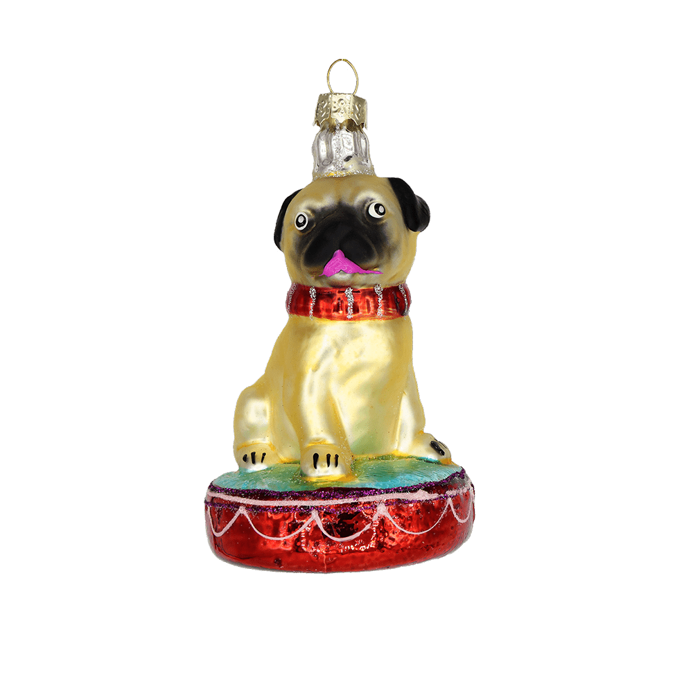 Pug on a Platform Ornament - Chive Ceramics Studio - Glass Ornaments - Chive US