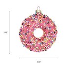 Pink Sprinkles Donut Ornament - Chive Ceramics Studio - Glass Ornaments - Chive Ceramics Studio