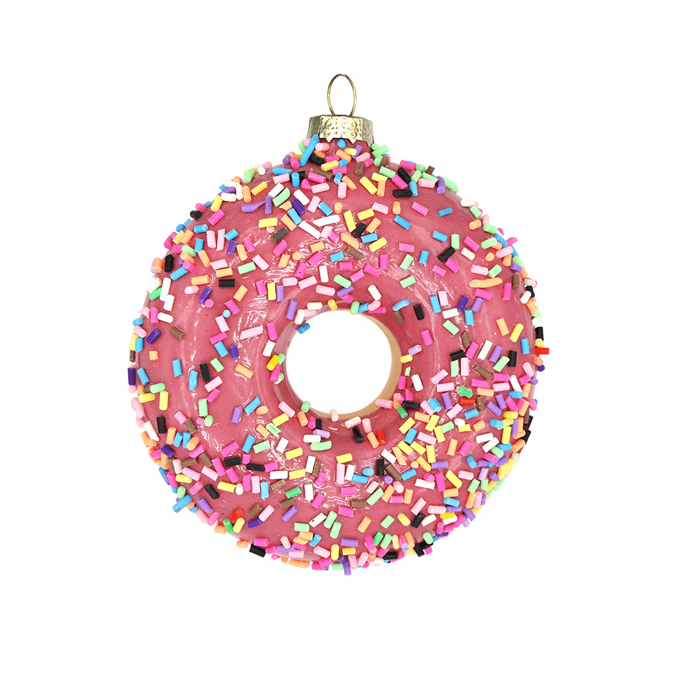 Pink Sprinkles Donut Ornament - Chive Ceramics Studio - Glass Ornaments - Chive US