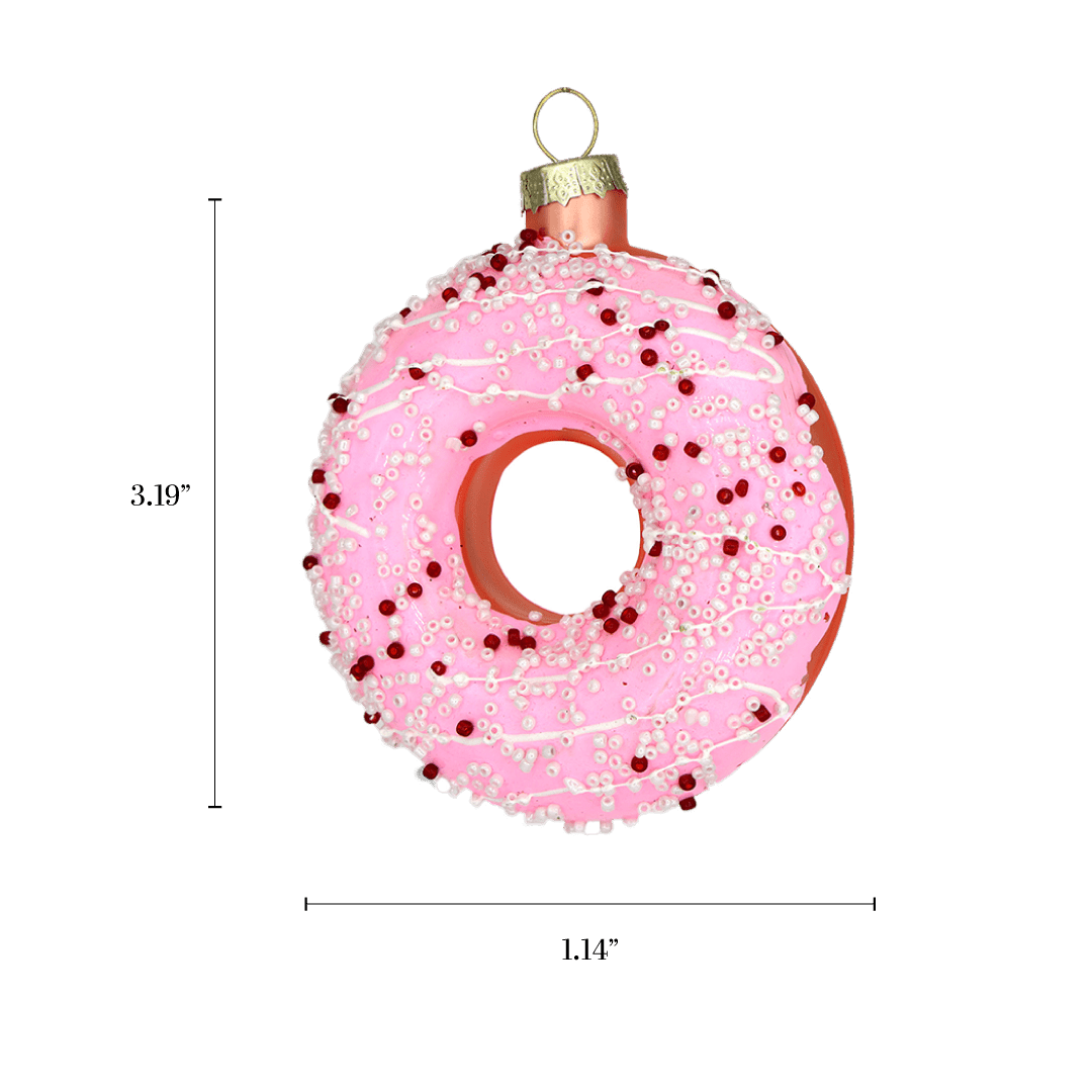 Pink Sprinkles Donut Ornament - Chive Ceramics Studio - Glass Ornaments - Chive Wholesale