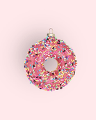 Pink Sprinkles Donut Ornament - Chive Ceramics Studio - Glass Ornaments - Chive Ceramics Studio