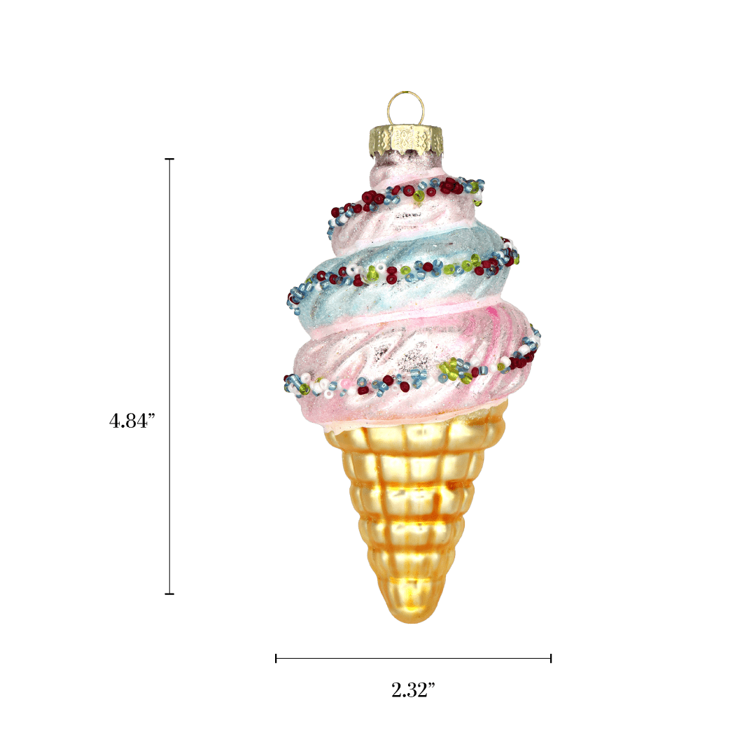 Ice Cream Cone Ornament - Chive Ceramics Studio - Glass Ornaments - Chive Wholesale