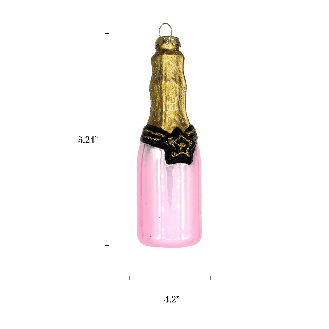 Pink Champagne Bottle Ornament - Chive Ceramics Studio - Glass Ornaments - Chive US