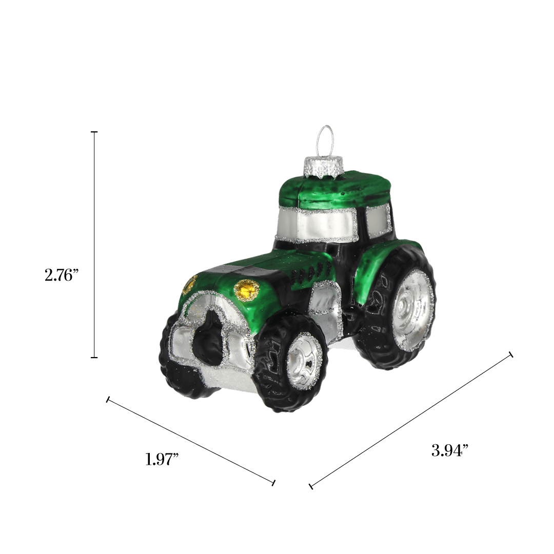 Green Tractor Ornament - Chive Ceramics Studio - Glass Ornaments - Chive Ceramics Studio