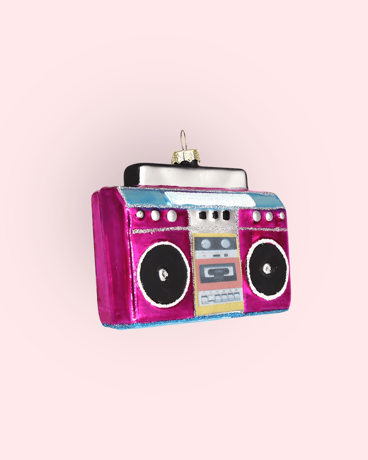 Pink Boombox Ornament - Chive Ceramics Studio - Glass Ornaments - Chive Ceramics Studio