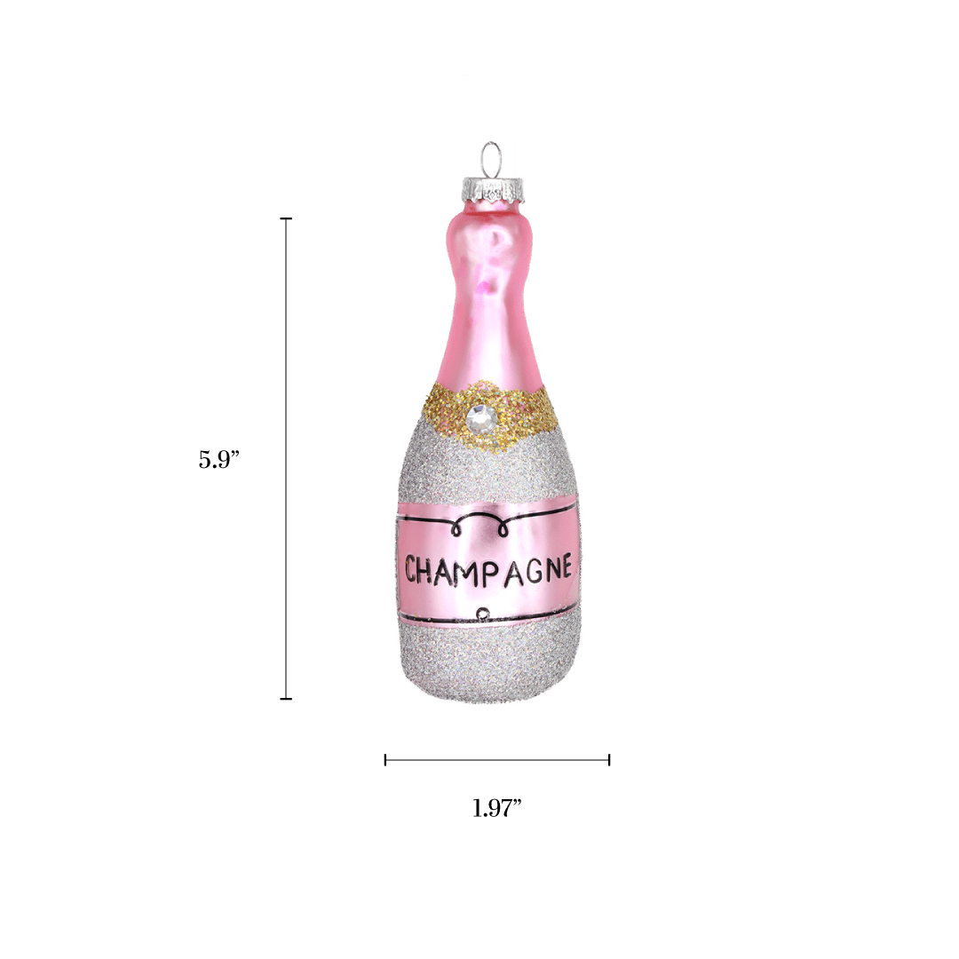 Pink Champagne Ornament - Chive Ceramics Studio - Glass Ornaments - Chive Wholesale