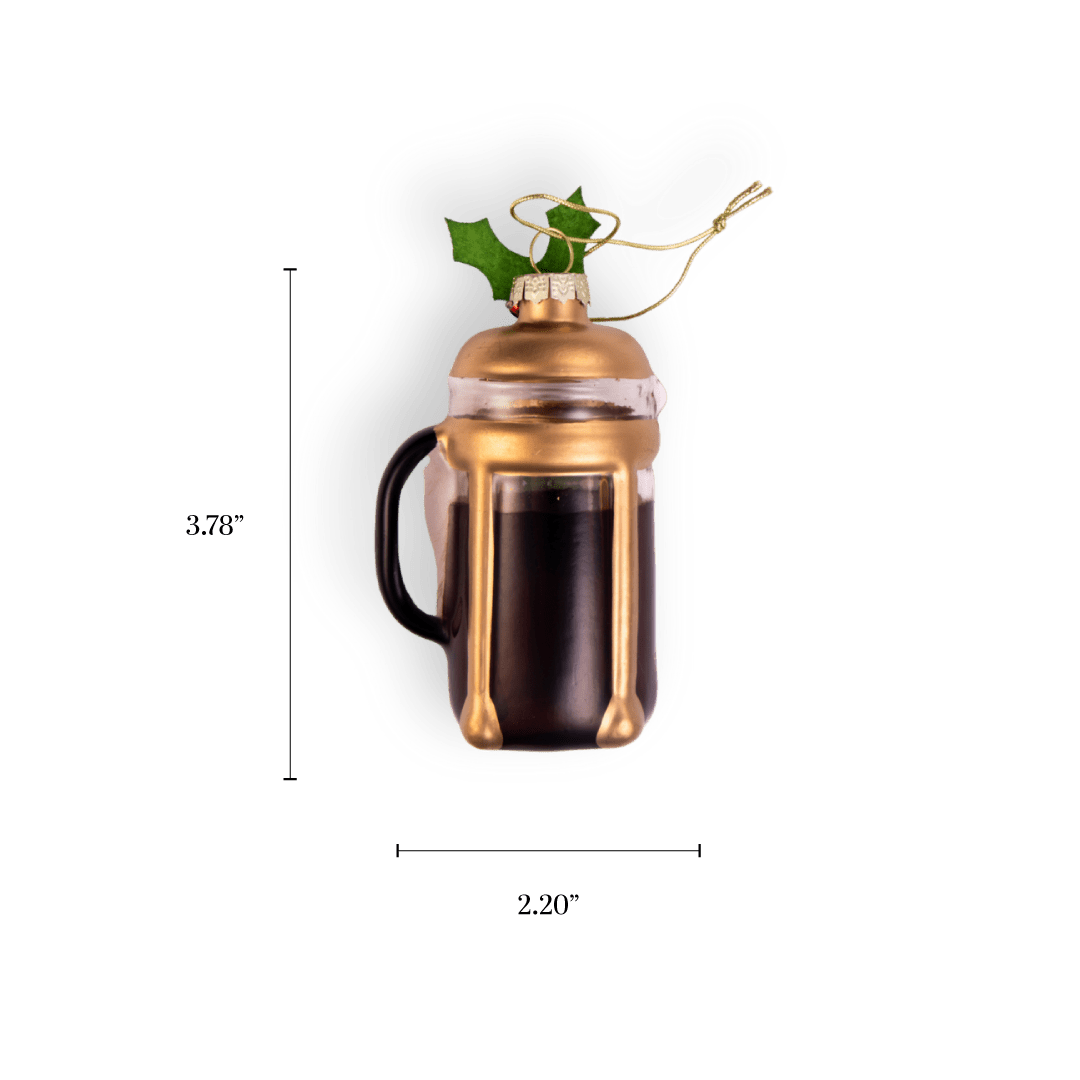 French Press Ornament - Chive Ceramics Studio - Glass Ornaments - Chive Ceramics Studio