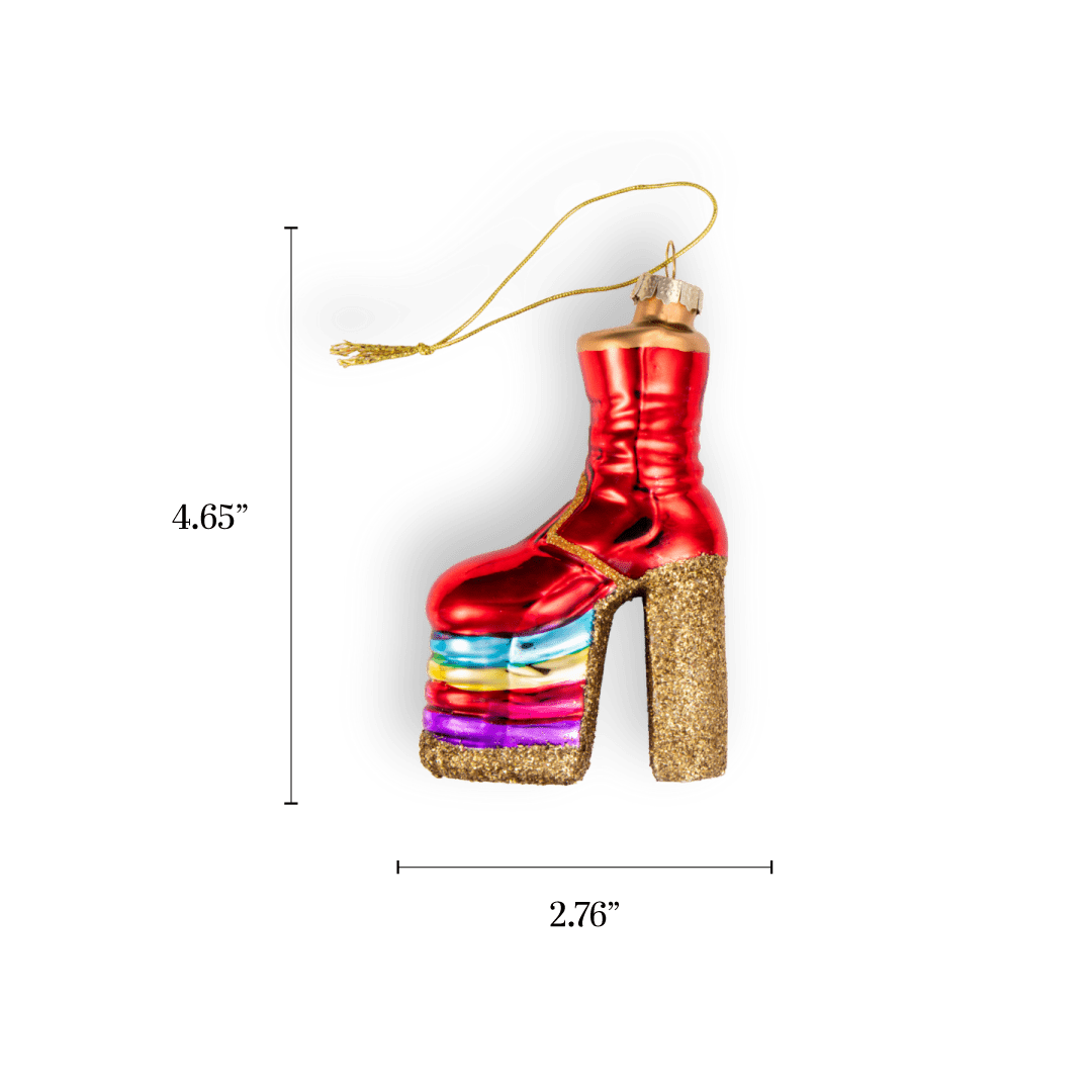 Rainbow Platform Boot Ornament - Chive Ceramics Studio - Glass Ornaments - Chive Ceramics Studio