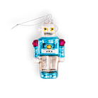 Retro Blue Robot Ornament - Chive Ceramics Studio - Glass Ornaments - Chive Ceramics Studio