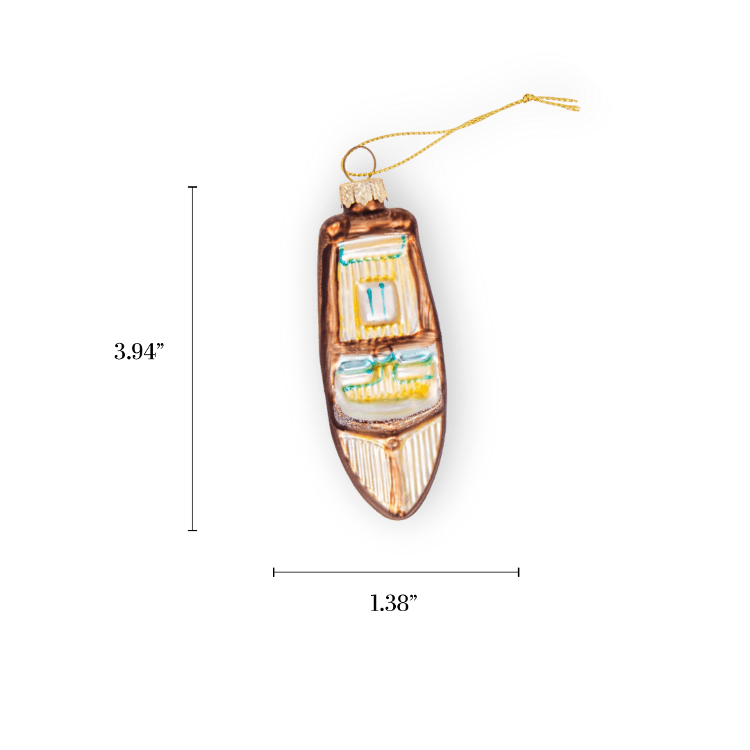 Vintage Speedboat Ornament - Chive Ceramics Studio - Glass Ornaments - Chive Ceramics Studio