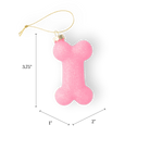 Pink Glittery Dog Bone Ornament - Chive Ceramics Studio - Glass Ornaments - Chive Ceramics Studio