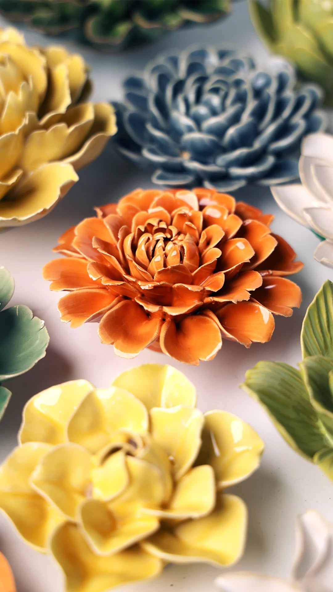 October Birth Flower - Marigold ceramic wall flower styled on wall — Birth Flower Collection — Chive Studio Toronto