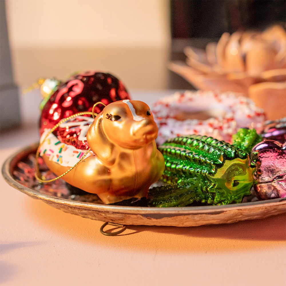 Hot Dog on a Bun Ornament | Hand-Blown Glass | Chive Hot Dog on a Bun Ornament | Hand-Blown Glass | Chive