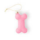 Pink Glittery Dog Bone Ornament - Chive Ceramics Studio - Glass Ornaments - Chive Ceramics Studio