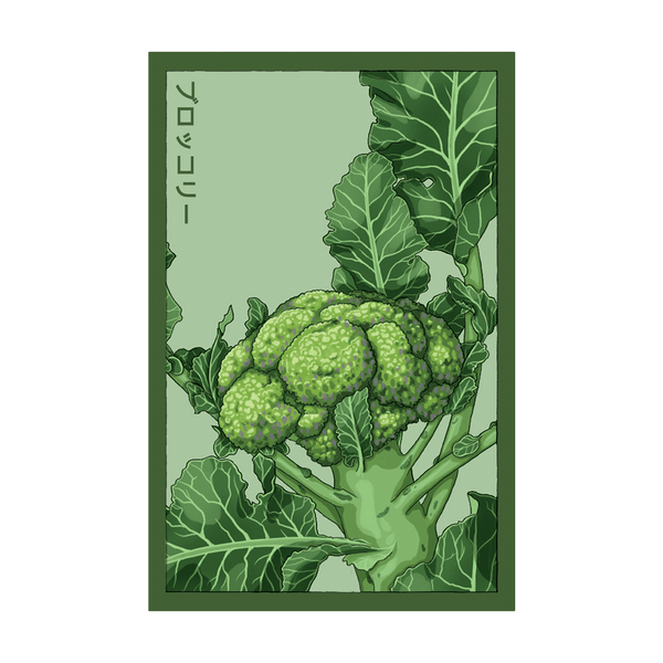 Broccoli seed packet - Shido Seeds non-GMO vacuum-sealed woodblock design