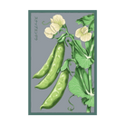 Sugar Snap Pea seed packet - Shido Seeds non-GMO vacuum-sealed woodblock design