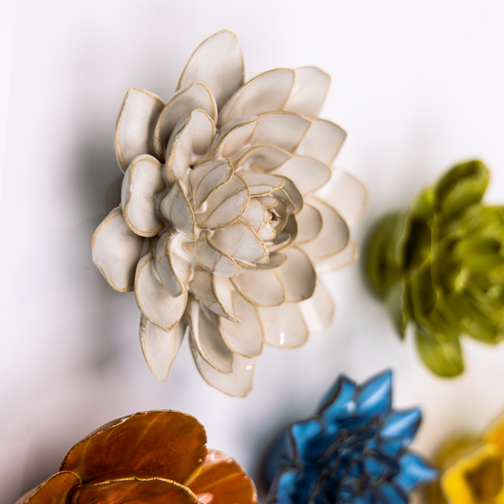Chive ceramic snowdrop birth flower hanging on wall, single screw installation, January birthday gift idea, handmade ceramic