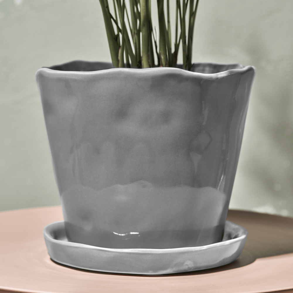 Tika Ceramic Pot & Saucer Set With Drainage - Chive Ceramics Studio - Pots - Chive Ceramics Studio