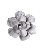 A ceramic succulent flower figurine with textured, speckled off-white petals, shown from a top-down perspective on a solid white background.