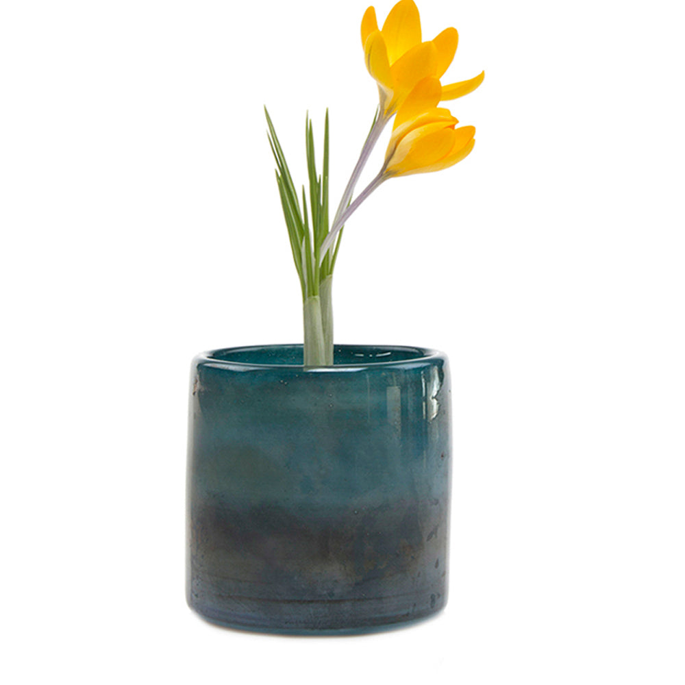 High Quality Unique Steel Blue Cosmos Glass Vase