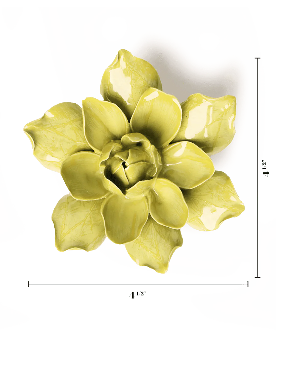 Chartreuse Columbine ceramic wall flower styled display — English Garden Collection