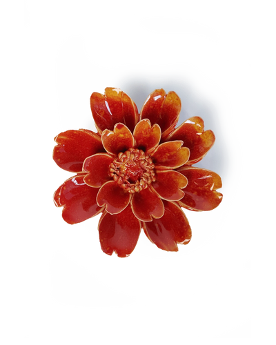 Chive April Birth Flower Daisy orange yellow glazed ceramic flower.