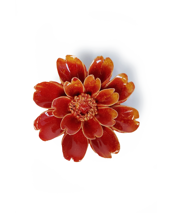 Chive April Birth Flower Daisy orange yellow glazed ceramic flower.
