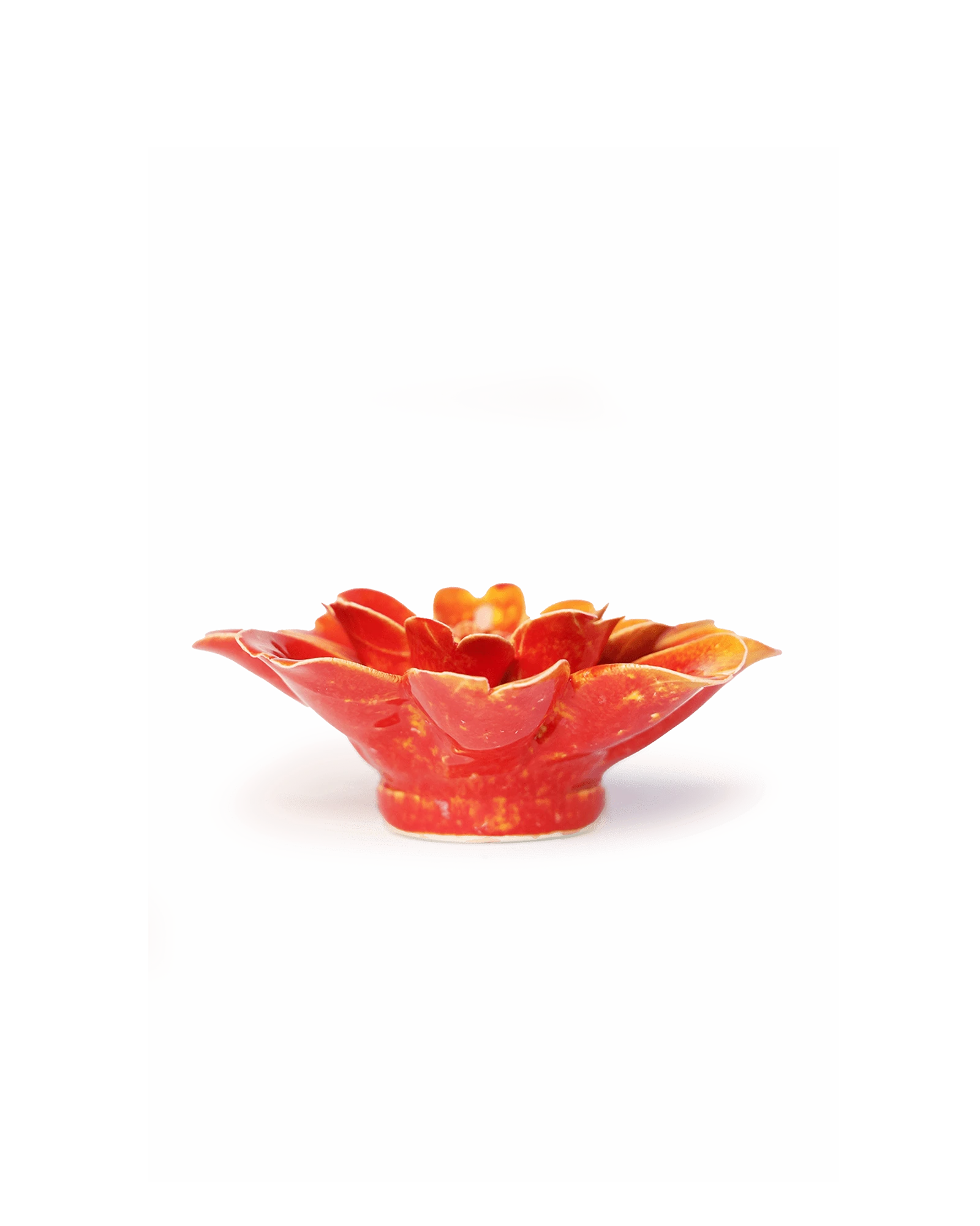 Chive April Birth Flower Daisy orange yellow ceramic flower side view showing petal depth and glossy glazed finish.