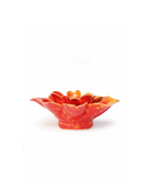 Chive April Birth Flower Daisy orange yellow ceramic flower side view showing petal depth and glossy glazed finish.
