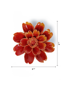 Chive April Birth Flower Daisy orange yellow ceramic flower size chart showing height and width dimensions.