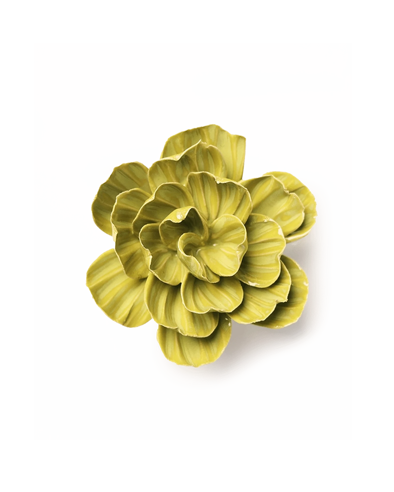 Chive February Birth Flower Primrose chartreuse green glazed ceramic flower.