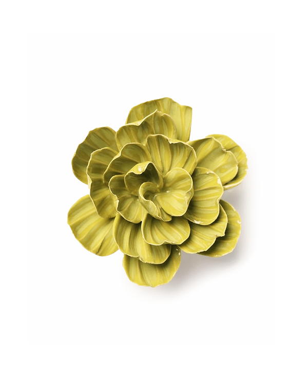 Chive February Birth Flower Primrose chartreuse green glazed ceramic flower.