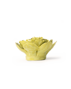Chive February Birth Flower Primrose chartreuse ceramic flower side view showing petal depth and glossy glazed finish.