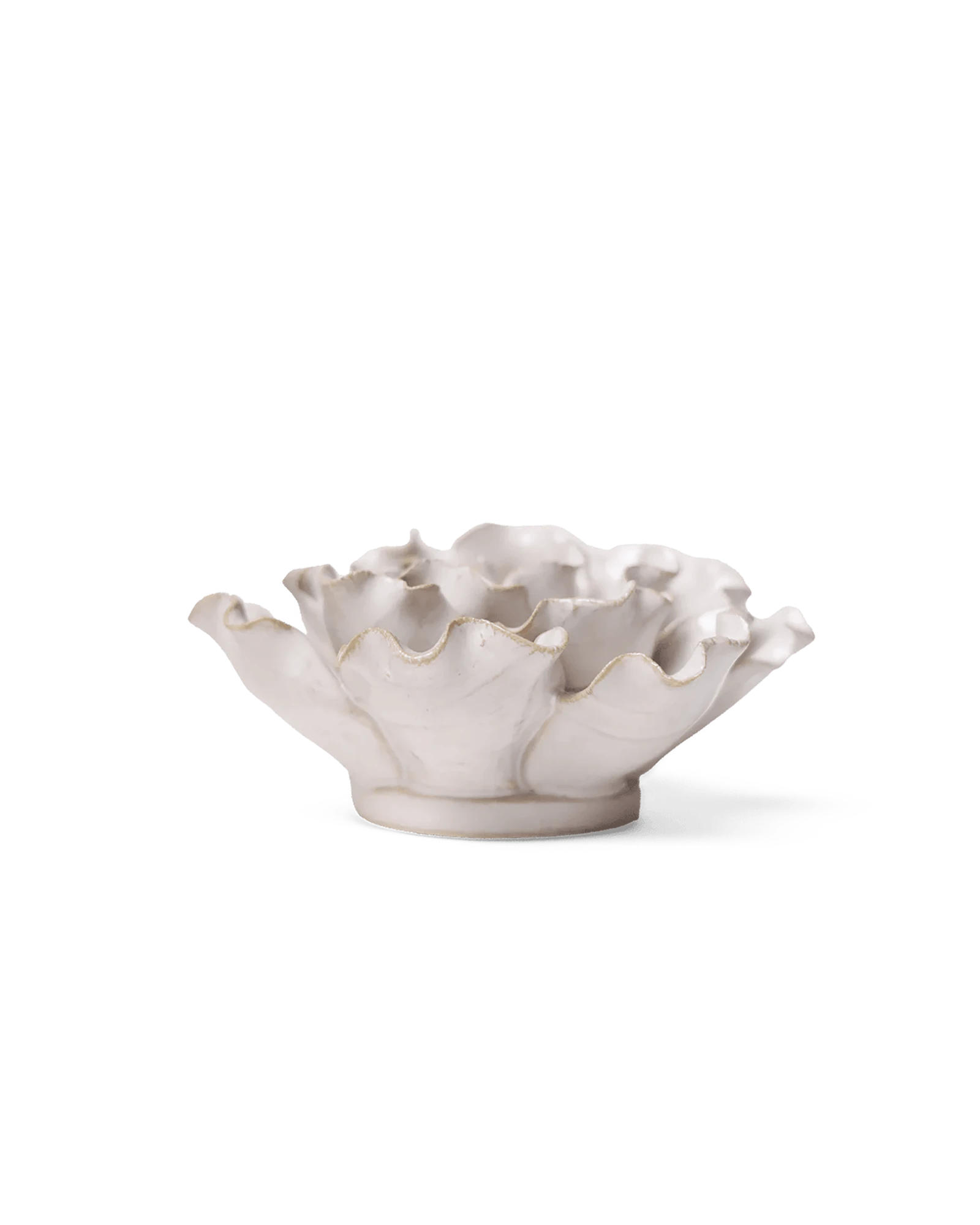 Chive January Birth Flower Snowdrop white ceramic flower side view showing petal depth and glossy glazed finish.