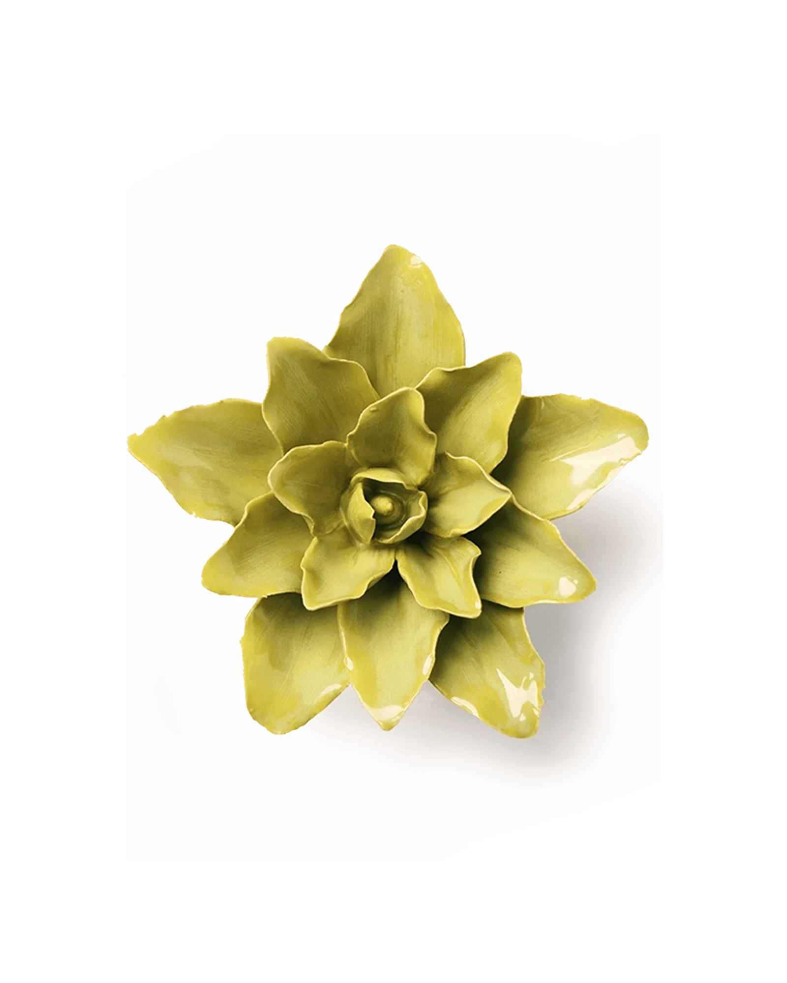 Chive July Birth Flower Water Lily chartreuse green glazed ceramic flower.
