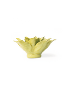 Chive July Birth Flower Water Lily chartreuse ceramic flower side view showing petal depth and glossy glazed finish.