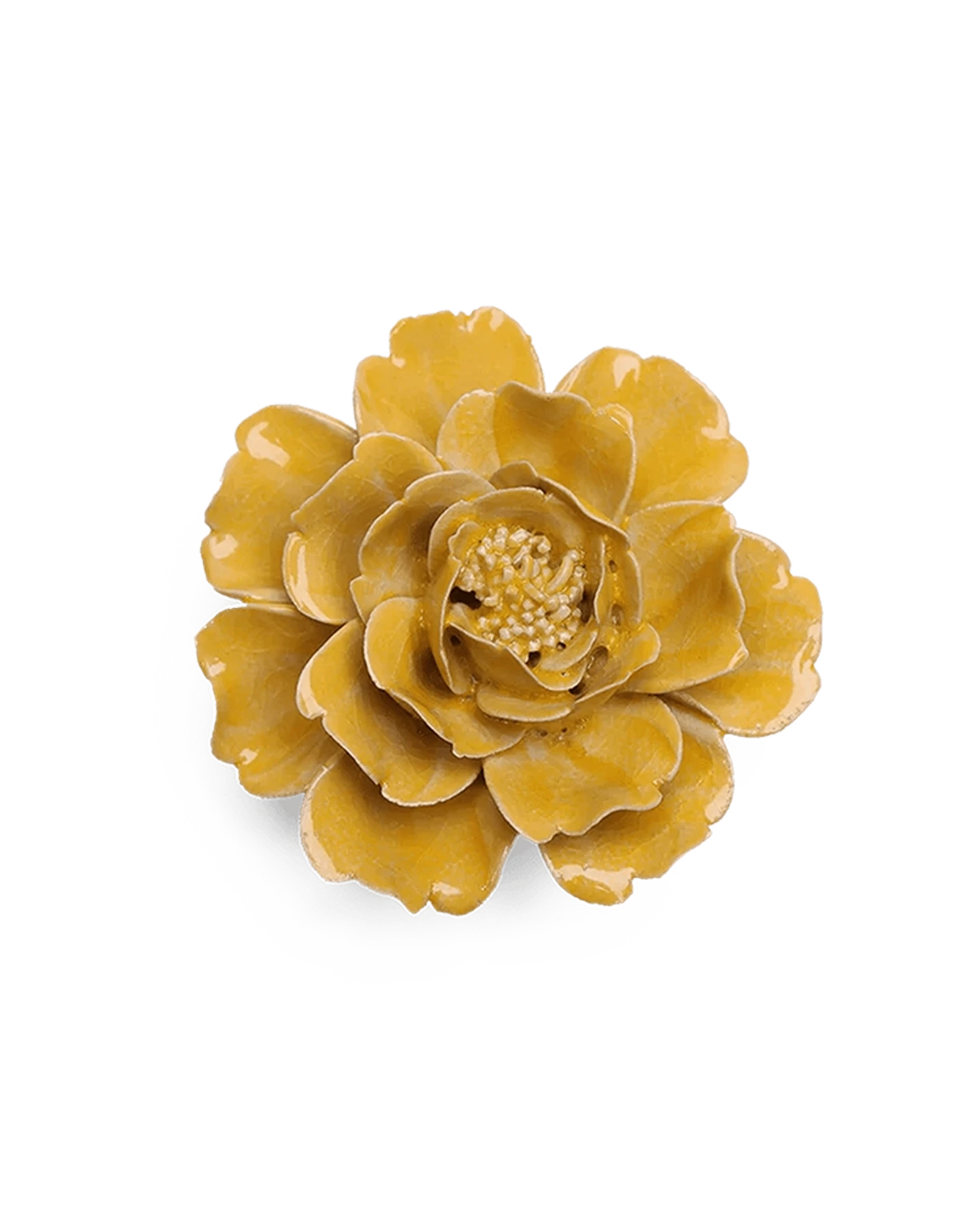 Chive June Birth Flower Rose burnt yellow glazed ceramic flower.