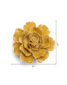 Chive June Birth Flower Rose burnt yellow ceramic flower size chart showing height and width dimensions.