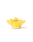 Chive March Birth Flower Daffodil yellow ceramic flower side view showing petal depth and glossy glazed finish.
