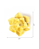Chive March Birth Flower Daffodil yellow ceramic flower size chart showing height and width dimensions.