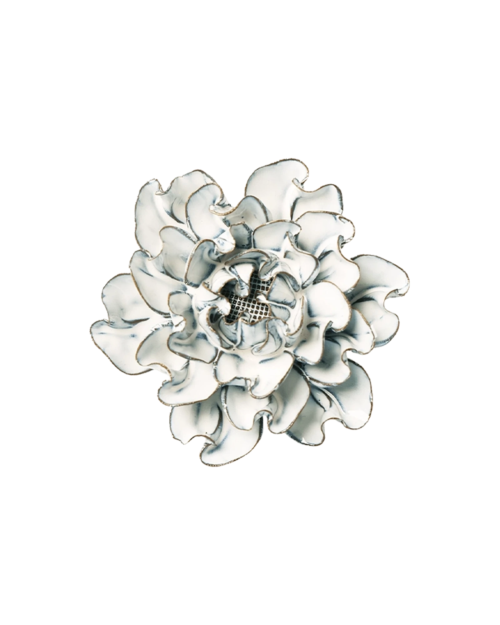 Chive May Birth Flower Hawthorn blue white glazed ceramic flower.