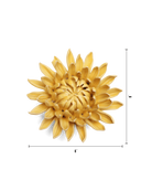 Chive November Birth Flower Chrysanthemum buttercup yellow ceramic flower size chart showing height and width dimensions.