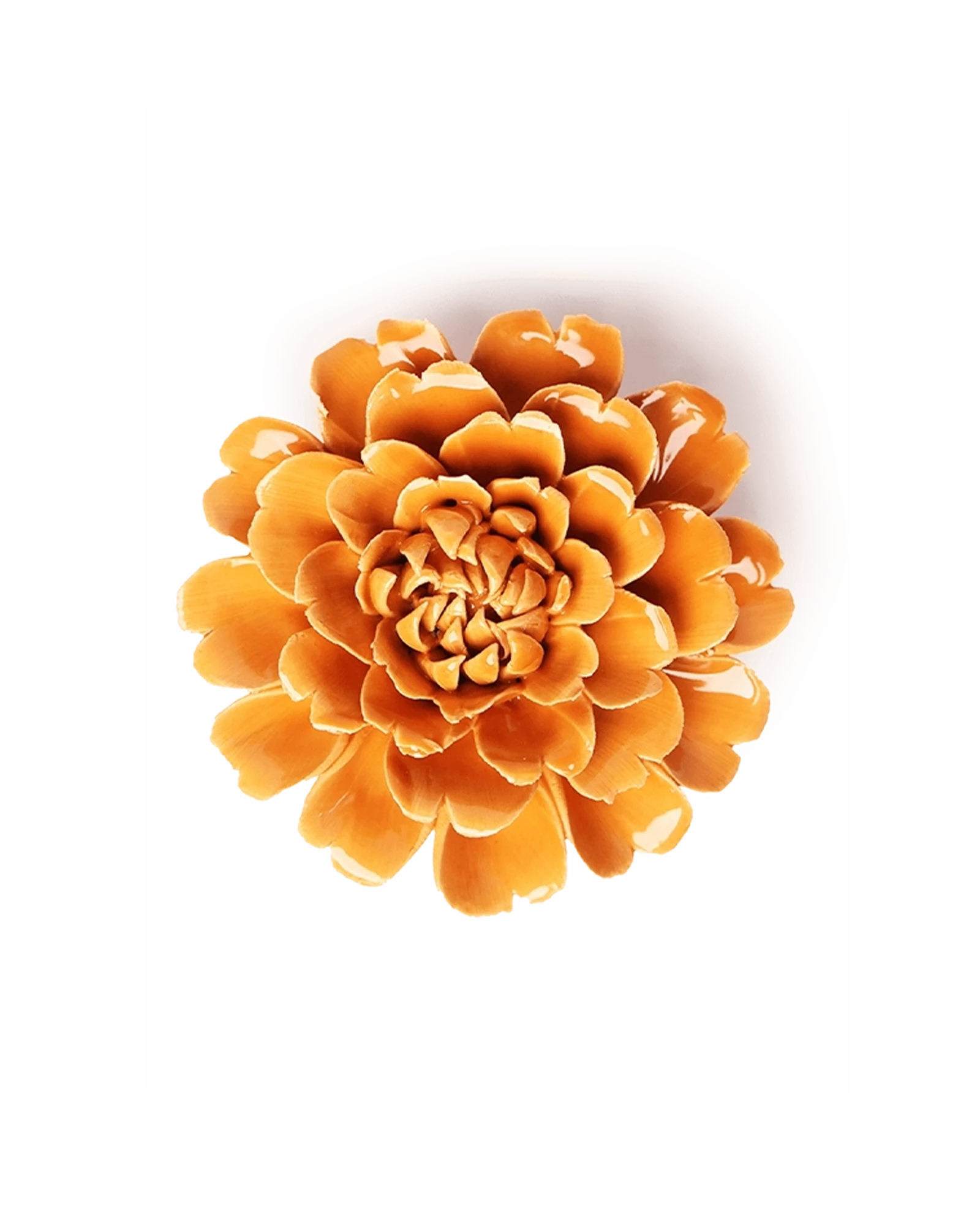 Chive October Birth Flower Marigold fiesta orange glazed ceramic flower.